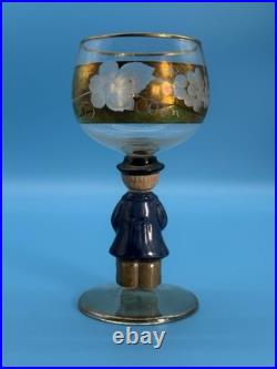 Vintage Goebel Hummel Figural Stem Wine Glasses Set Of 6 Western Germany