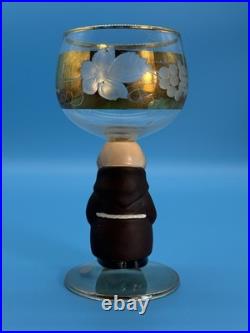 Vintage Goebel Hummel Figural Stem Wine Glasses Set Of 6 Western Germany