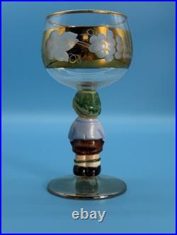 Vintage Goebel Hummel Figural Stem Wine Glasses Set Of 6 Western Germany