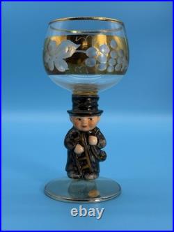 Vintage Goebel Hummel Figural Stem Wine Glasses Set Of 6 Western Germany