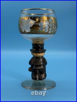 Vintage Goebel Hummel Figural Stem Wine Glasses Set Of 6 Western Germany