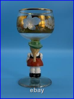 Vintage Goebel Hummel Figural Stem Wine Glasses Set Of 6 Western Germany