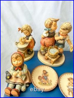 Vintage Goebel Hummel Figurine Collection W. Germany 6 Figurines + 2 Plates