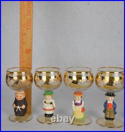 Vintage Goebel Hummel Figurine Cordial Wine Glasses Set Of 6 With Gold -3JS11480WH