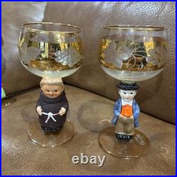 Vintage Goebel Hummel Figurine Cordial Wine Glasses with Gold Gilding Set of 6