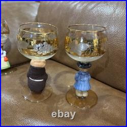 Vintage Goebel Hummel Figurine Cordial Wine Glasses with Gold Gilding Set of 6