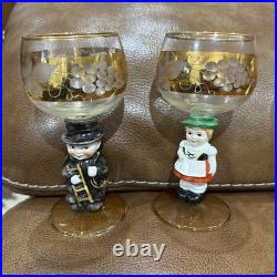 Vintage Goebel Hummel Figurine Cordial Wine Glasses with Gold Gilding Set of 6