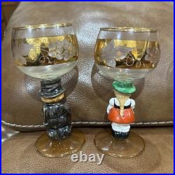 Vintage Goebel Hummel Figurine Cordial Wine Glasses with Gold Gilding Set of 6