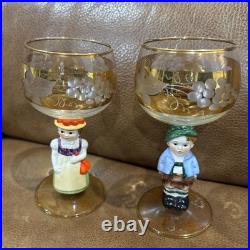 Vintage Goebel Hummel Figurine Cordial Wine Glasses with Gold Gilding Set of 6