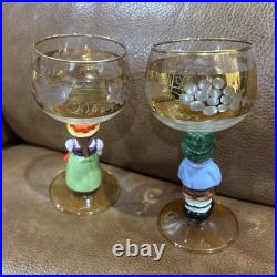Vintage Goebel Hummel Figurine Cordial Wine Glasses with Gold Gilding Set of 6