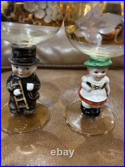 Vintage Goebel Hummel Figurine Cordial Wine Glasses with Gold Gilding Set of 6