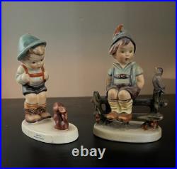 Vintage Goebel Hummel Figurines Lot Sensitive Hunter #94 & Boy on Fence Germany