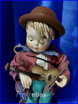 Vintage Goebel Hummel Little Fiddler Porcelain Boy 13.5 Doll With Hat & Fiddler
