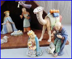 Vintage Goebel Hummel Nativity Set 13 Figurines & 1 Wood Creche Tmk 6 W. Germany