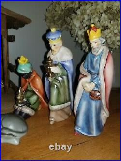 Vintage Goebel Hummel Nativity Set W. Germany 12 piece set with Wooden Manger