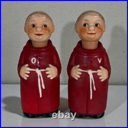 Vintage Goebel Hummel Red Friar Tuck Monks Oil And Vinegar Cruets Germany 60's