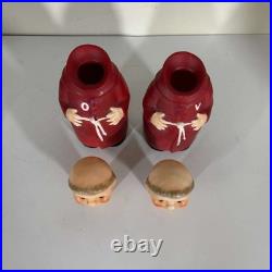 Vintage Goebel Hummel Red Friar Tuck Monks Oil And Vinegar Cruets Germany 60's