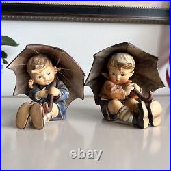 Vintage Goebel Hummel figurines Umbrella Boy & Girl 152/0 A & B From W. Germany