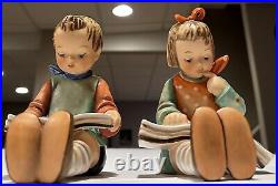 Vintage Goebel M. I. Hummel Figurines BOOK WORM Boy & Girl HUM 14 A&B(set of 2)