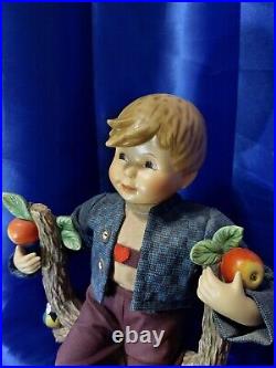 Vintage Goebel Mj Hummel Apple Tree Boy 13 Porcelain Doll Sitting On Tree