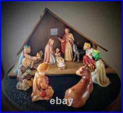 Vintage Goebel Nativity withCreche West Germany 13 pc 6000 series 1970-1990