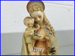 Vintage MJ Hummel Goebel W German Virgin Mary Flower Madonna Baby Jesus Ceramic