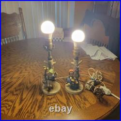 Vintage Pair of Hummel Goebel Apple Tree Boy & Girl Figurine Lamps