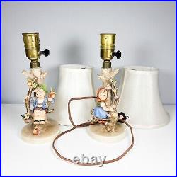 Vintage Pair of Hummel Goebel Apple Tree Boy & Girl Figurine Lamps 229 & 230
