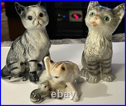 Vintage RARE GOEBEL 3 Cat And Kitten Figurines West GERMANY PORCELAIN Hummel Lot