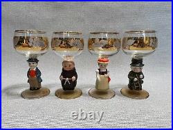 Vintage Set of 4 Goebel Hummel Figurine Stem Liqueur Wine Glasses, W Germany