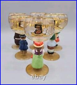 Vintage Set of 6 Goebel Hummel Figurine Cordial Wine Glasses EUC