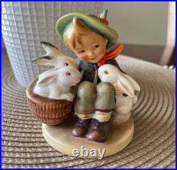 Vintage TMK-1 Mint Condition Goebel Hummel Boy Rabbits Cottagecore