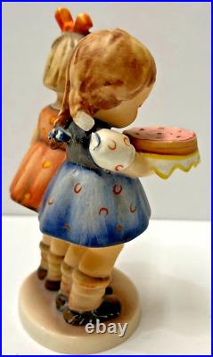 Vintage Tmk 3 Goebel Hummel Happy Birthday Girls Holding A Cake Figurine