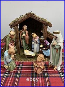 Vtg 8 Pc Set WithManager GOEBEL Hummel Nativity Standing W Germany HX323E 1965