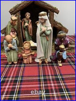 Vtg 8 Pc Set WithManager GOEBEL Hummel Nativity Standing W Germany HX323E 1965