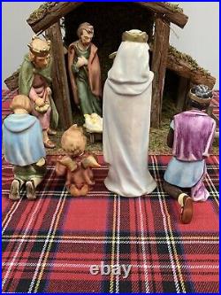 Vtg 8 Pc Set WithManager GOEBEL Hummel Nativity Standing W Germany HX323E 1965